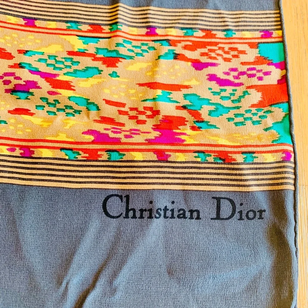 Christian Dior Striped Silk Scarf vintage designer luxury